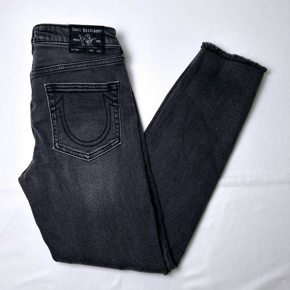 True Religion Womens Colette High Rise Tapered Skinny Jeans Size 4/27 Black